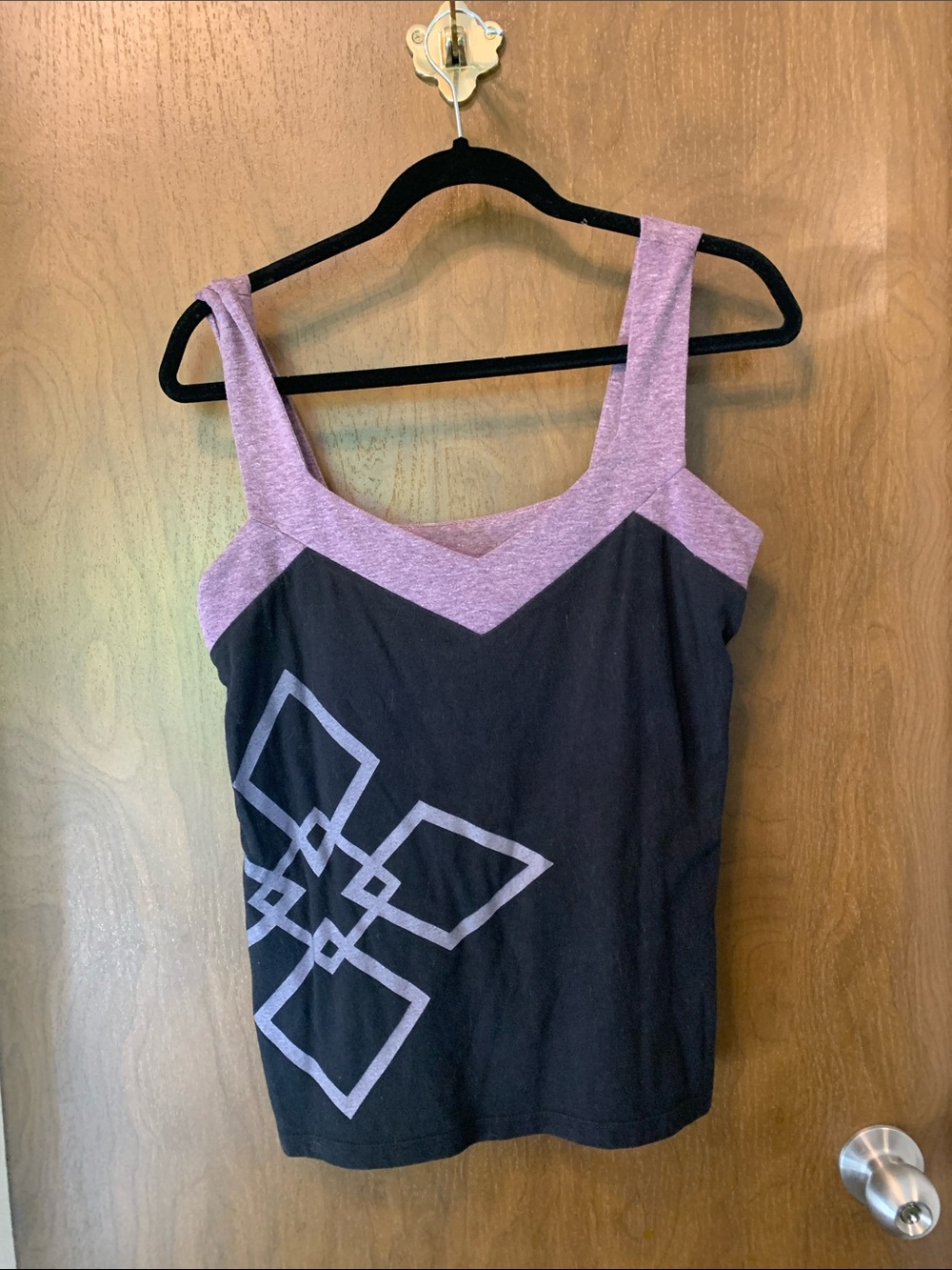 Women’s Black & Lavender Tank Top with Geometric Print